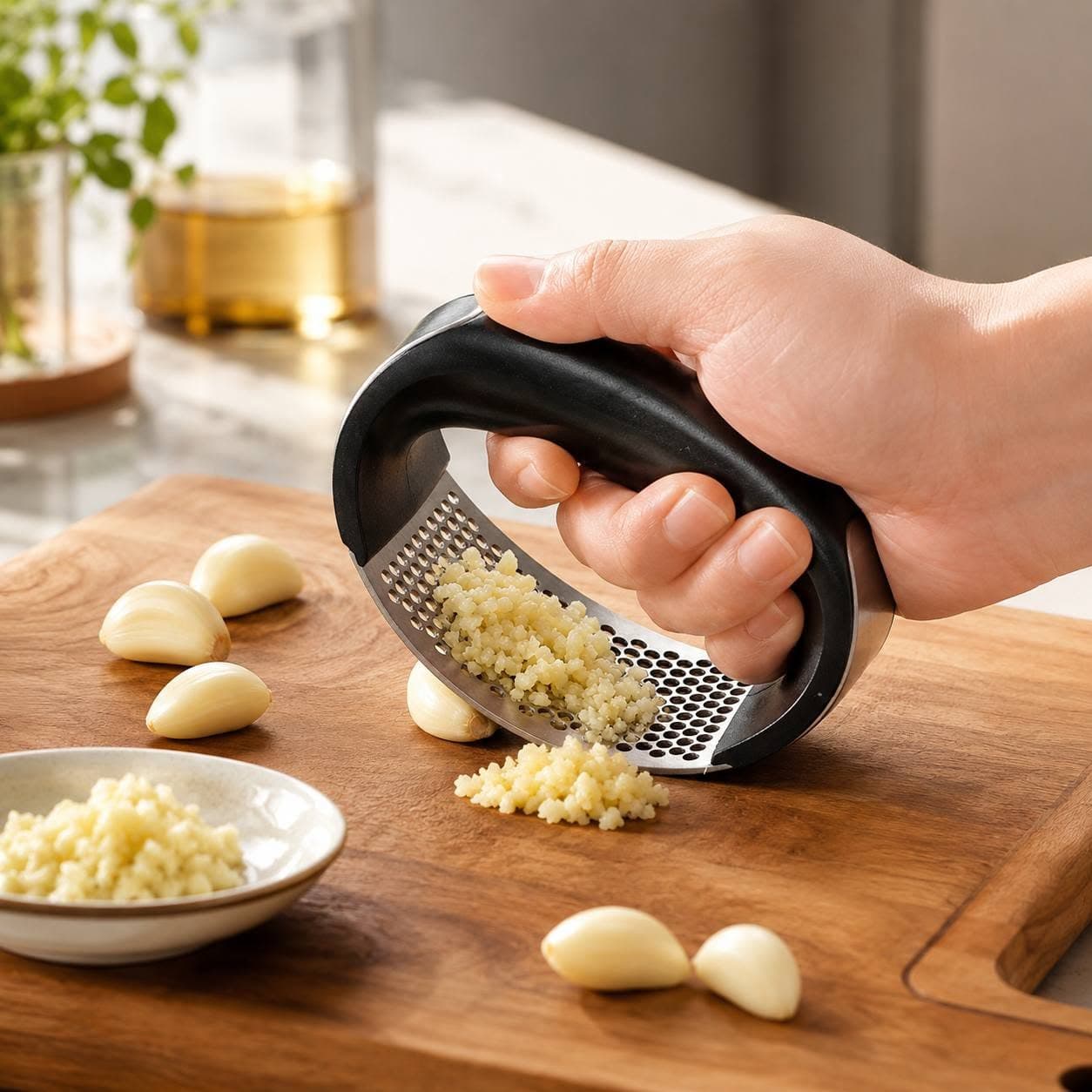Stainless Steel Rocking Garlic Press & Crusher